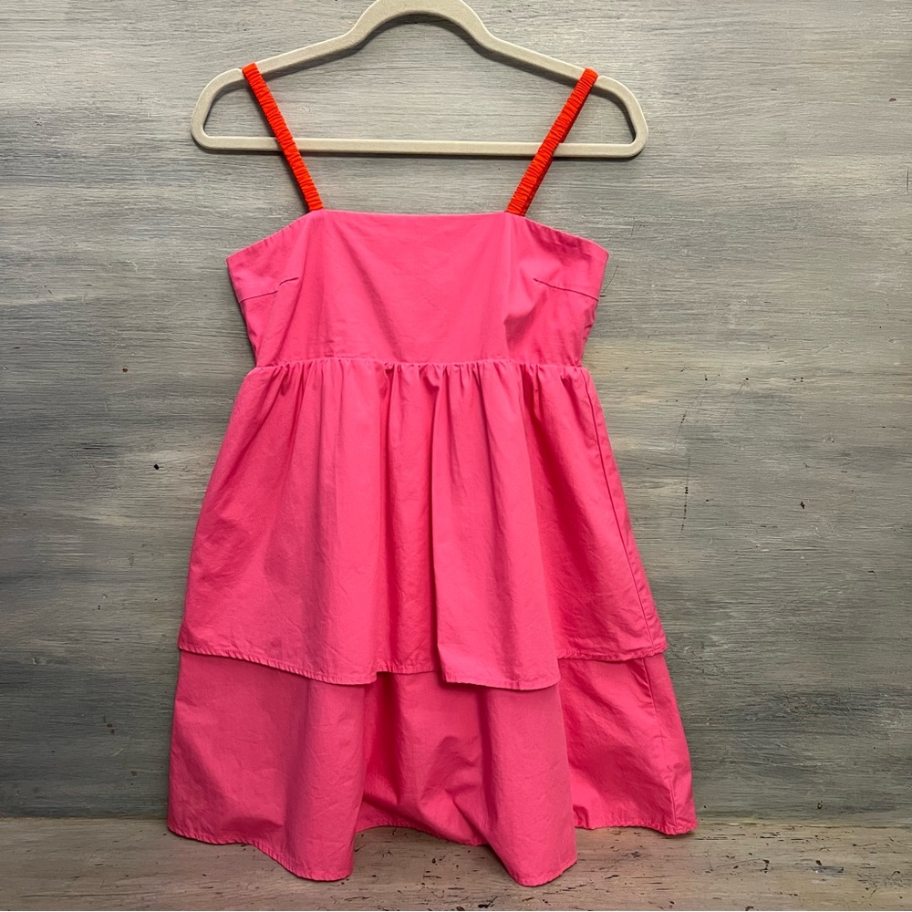 Impressions Hot Pink Dual Ruffle Open Back Babydoll Size‎ Small Like New